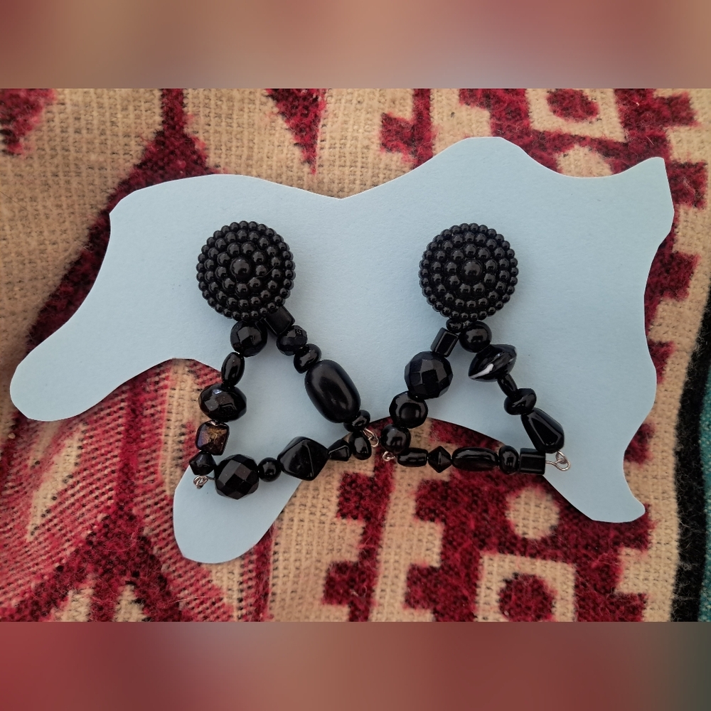 Elegant Black Beaded Earrings